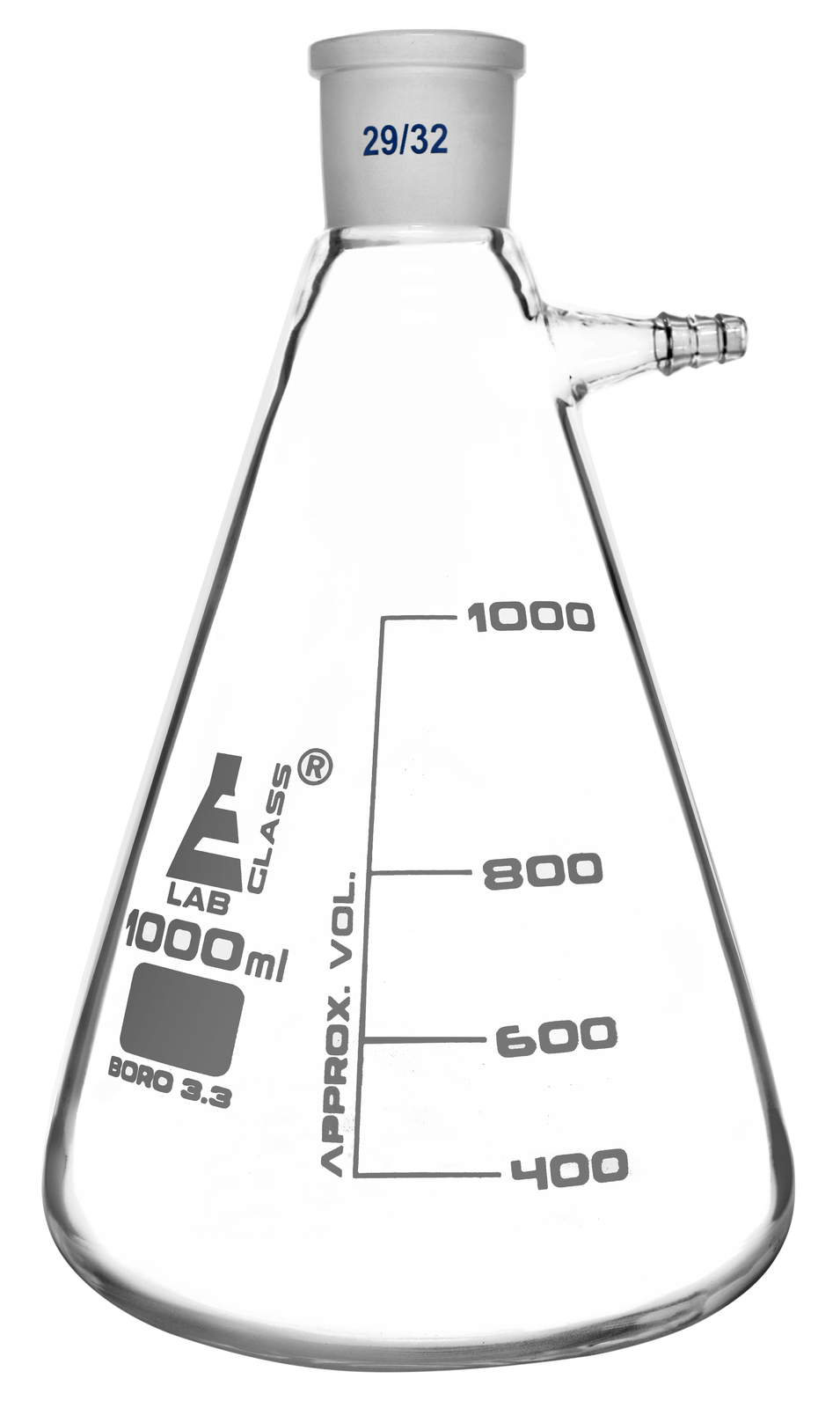 Eisco Labs 1000ml Filtering Flask, 29/32 Joint, White Grad – Borosilicate Glass
