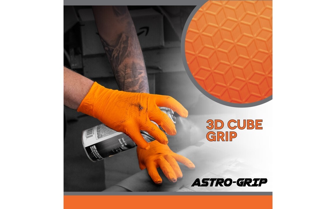 SAS Safety Astro-Grip Orange Nitrile Gloves, 7 mil Thick, 1000/Cs (M-2XL)