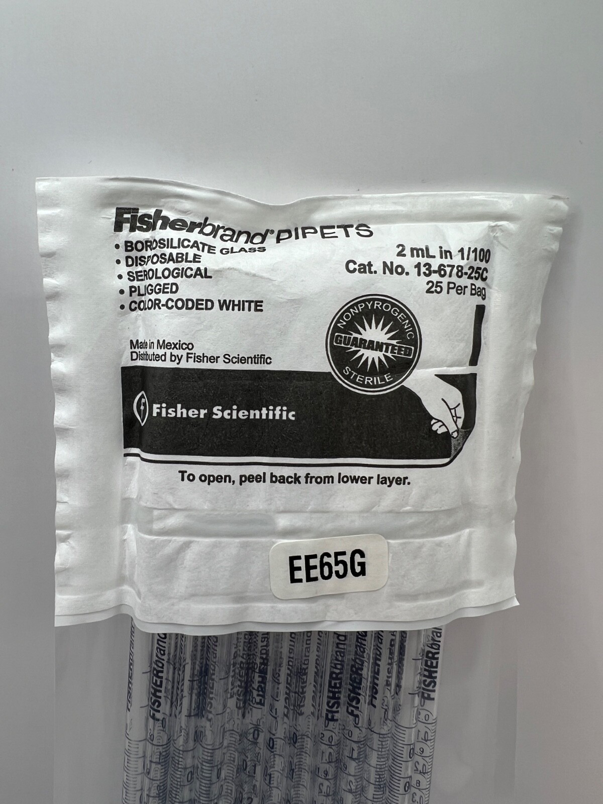 Fisher Pipets 2z mL in 1/10, borosilicate glass – 10 Packs of 25 – 250 Total