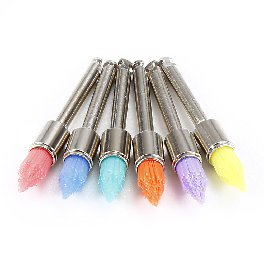 100pcs Dental Colorful Nylon Bowl Polishing Brushes Polisher Prophy Flat Type