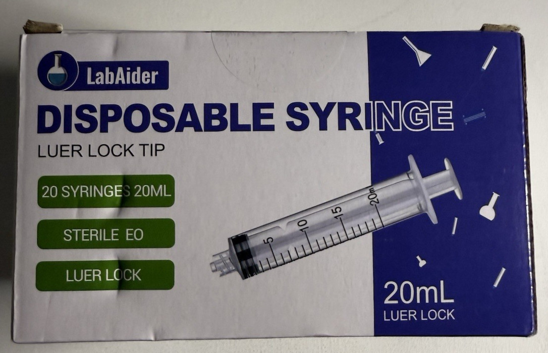 Labaider Disposable Sterile EO Syringe Luer Lock Tip 20ml