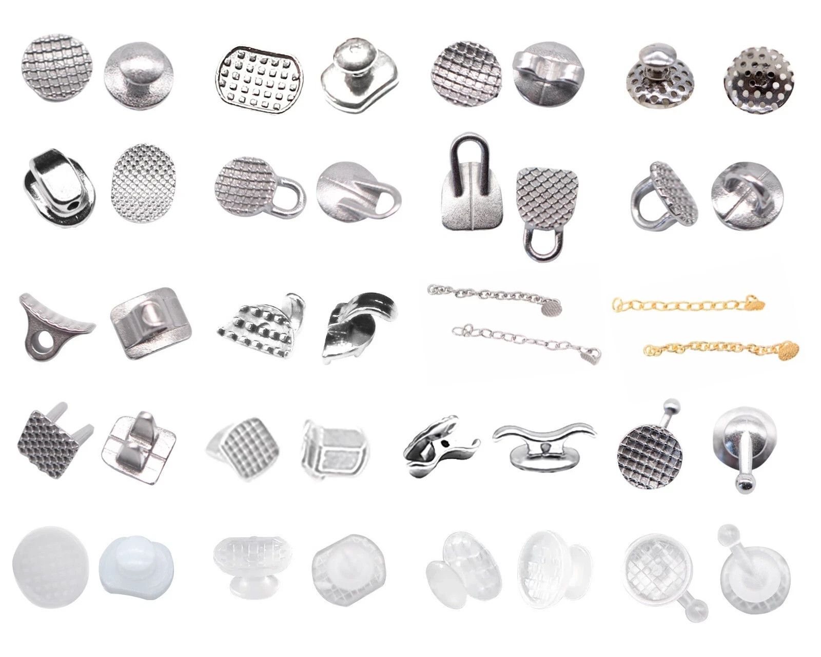47 Model Dental Orthodontic Lingual Buttons & Crimpable Hook Round/Rectangular