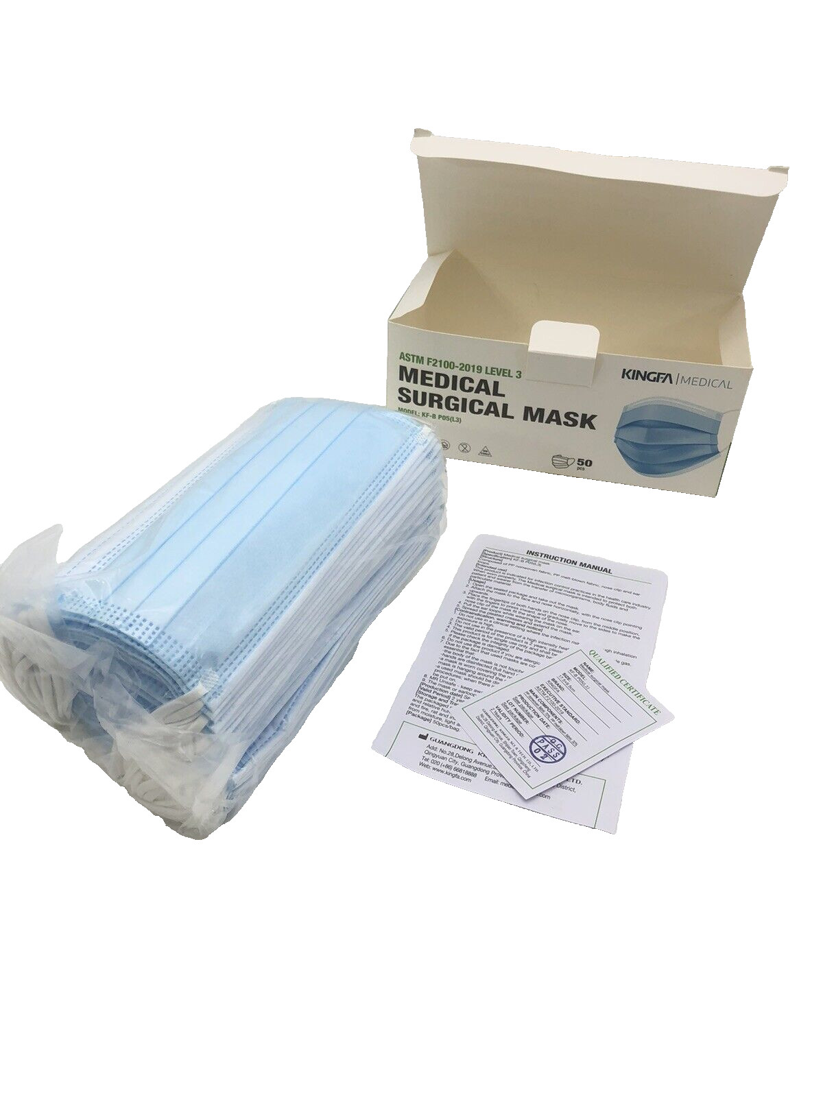 (90) 3-Ply Face Masks Medical Surgical Disposable Ear Loop Mask, ASTM LEVEL3