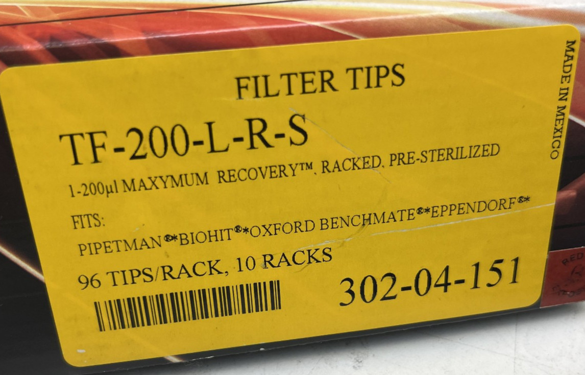 Axygen TF-200-L-R-S Filter Pipette Tips 1-200 µL Sterile Racked 10 Racks