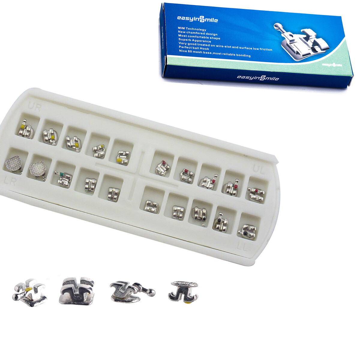 5Packs Dental Orthodontic Brackets Mini Metal Brackets MBT/Roth 022 Braces 3/345