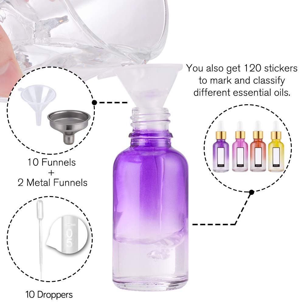 PrettyCare 63x 2oz (60ml) Rainbow Glass Eye Dropper Bottles – Thick Empty Leakpr