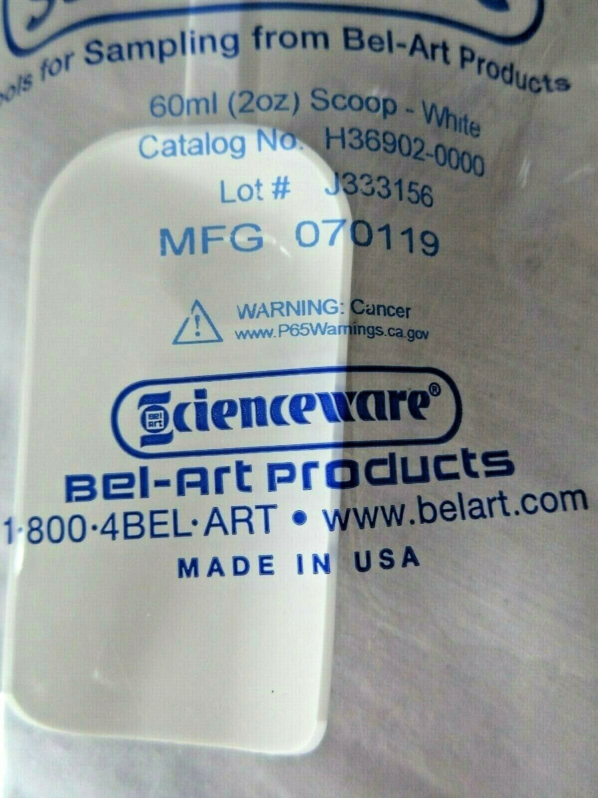 Lot 5 Bel Art Sterileware Scienceware White Sampling Scoops 60ml 2oz H36902-0000