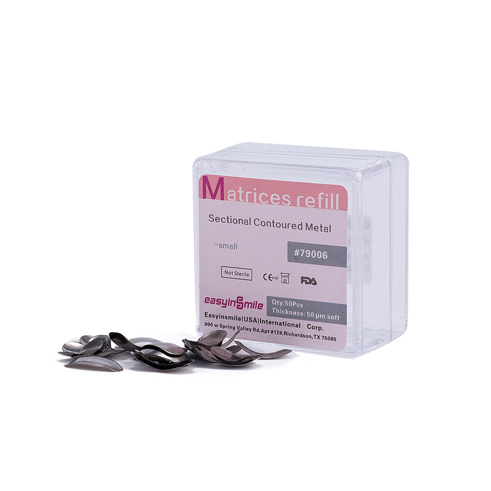 50Pcs Dental Metal Matrices Matrix Band Sectional Contoured Refill S/M/L 50μm