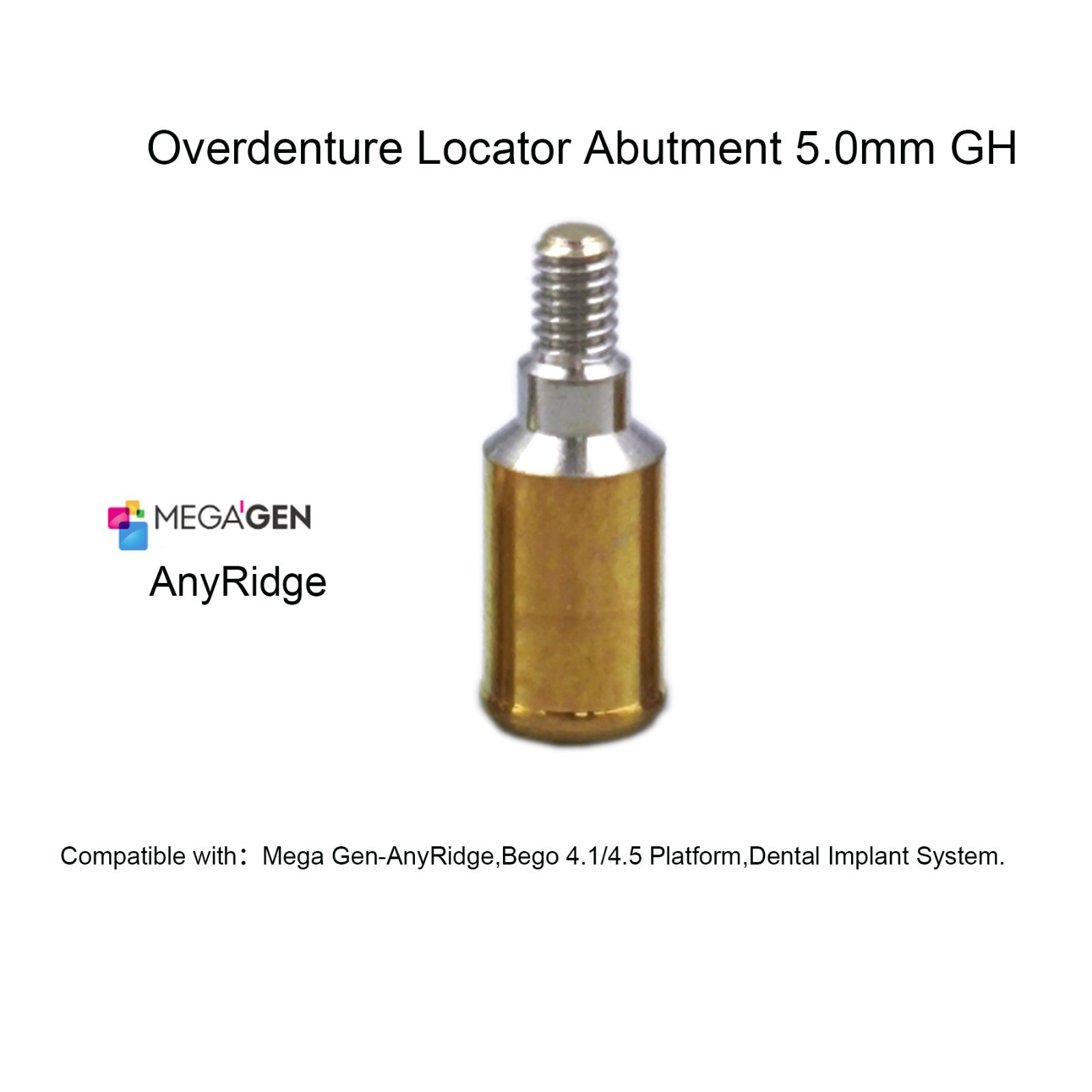 Dental Overdenture Locator Abutment 1-6.0mm GH for MegaGen-AnyRidge Platform