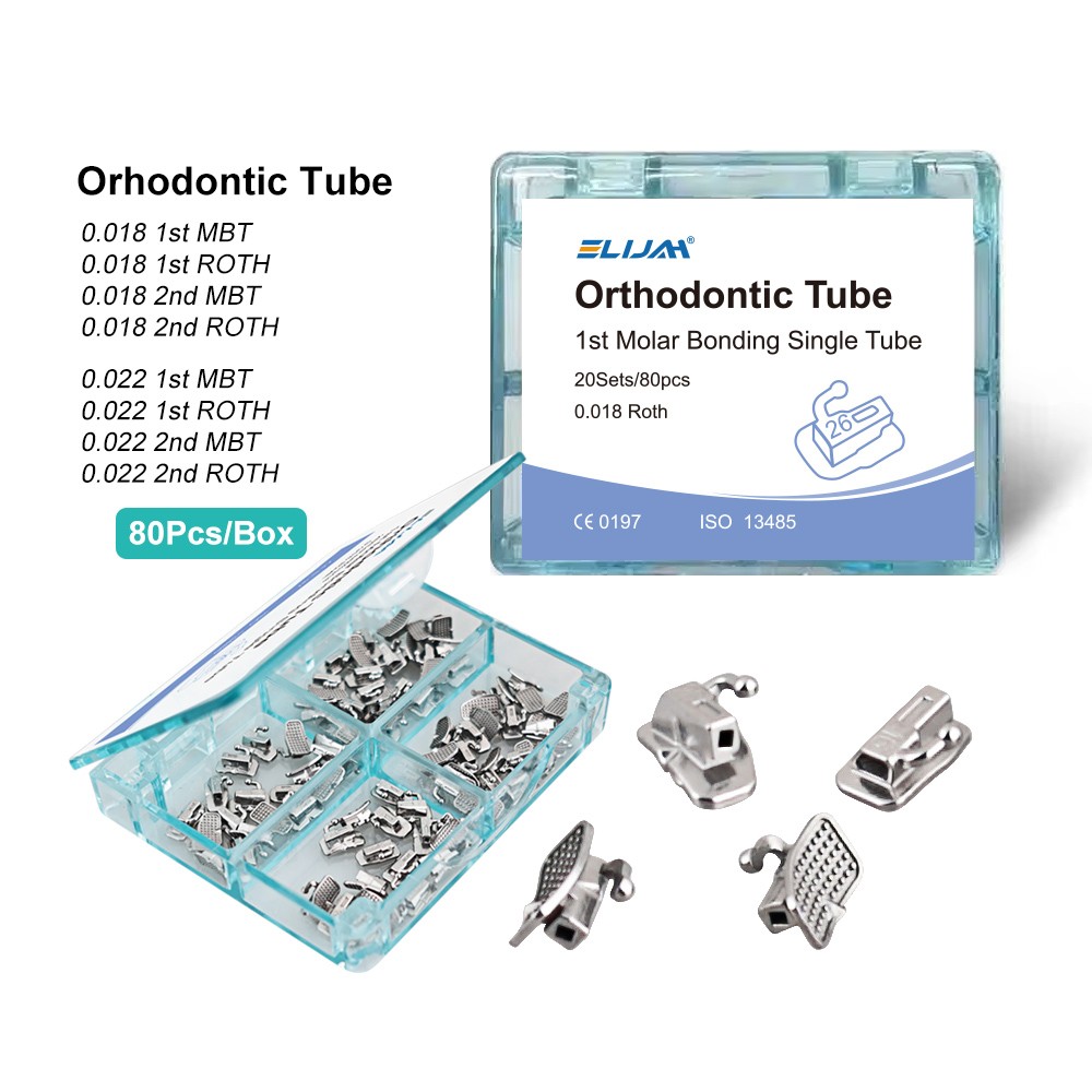 80pcs Dental Ortho Buccal Tube 1st/2nd Molar Roth/MBT .018/.022 Non-Convertible