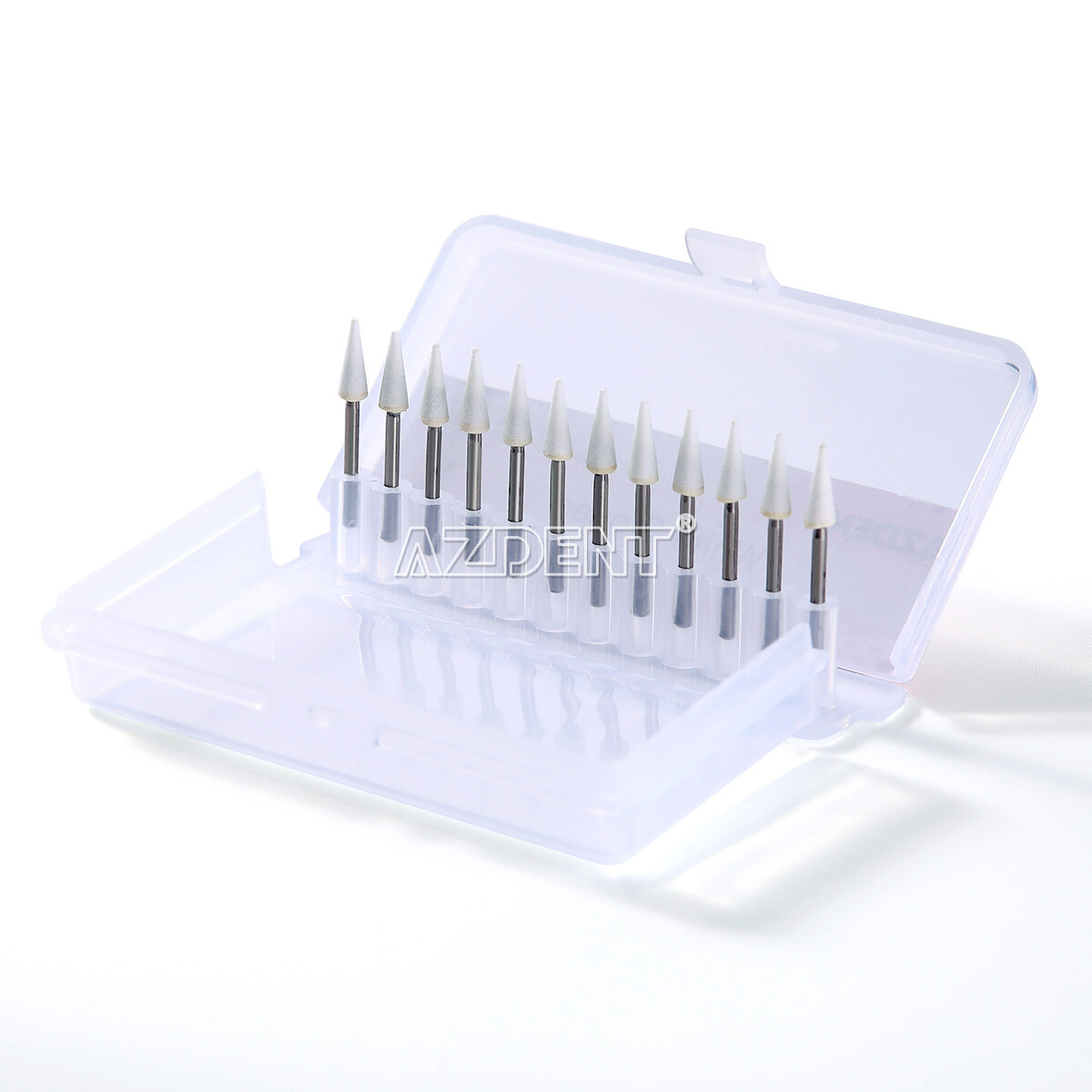 Dental White Stone Flame Mounted Polishing Burs- FG 12/pks Abrasion Point Bur