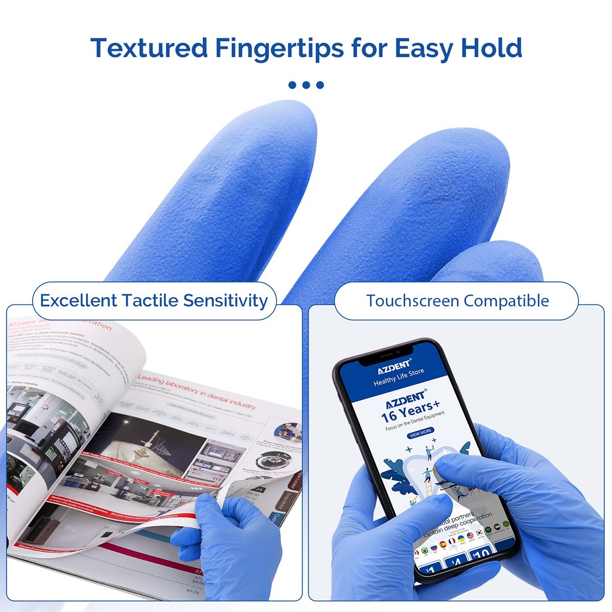 Disposable Glove Blue Nitrile Medical Gloves Powder Free Latex Free Food Grade