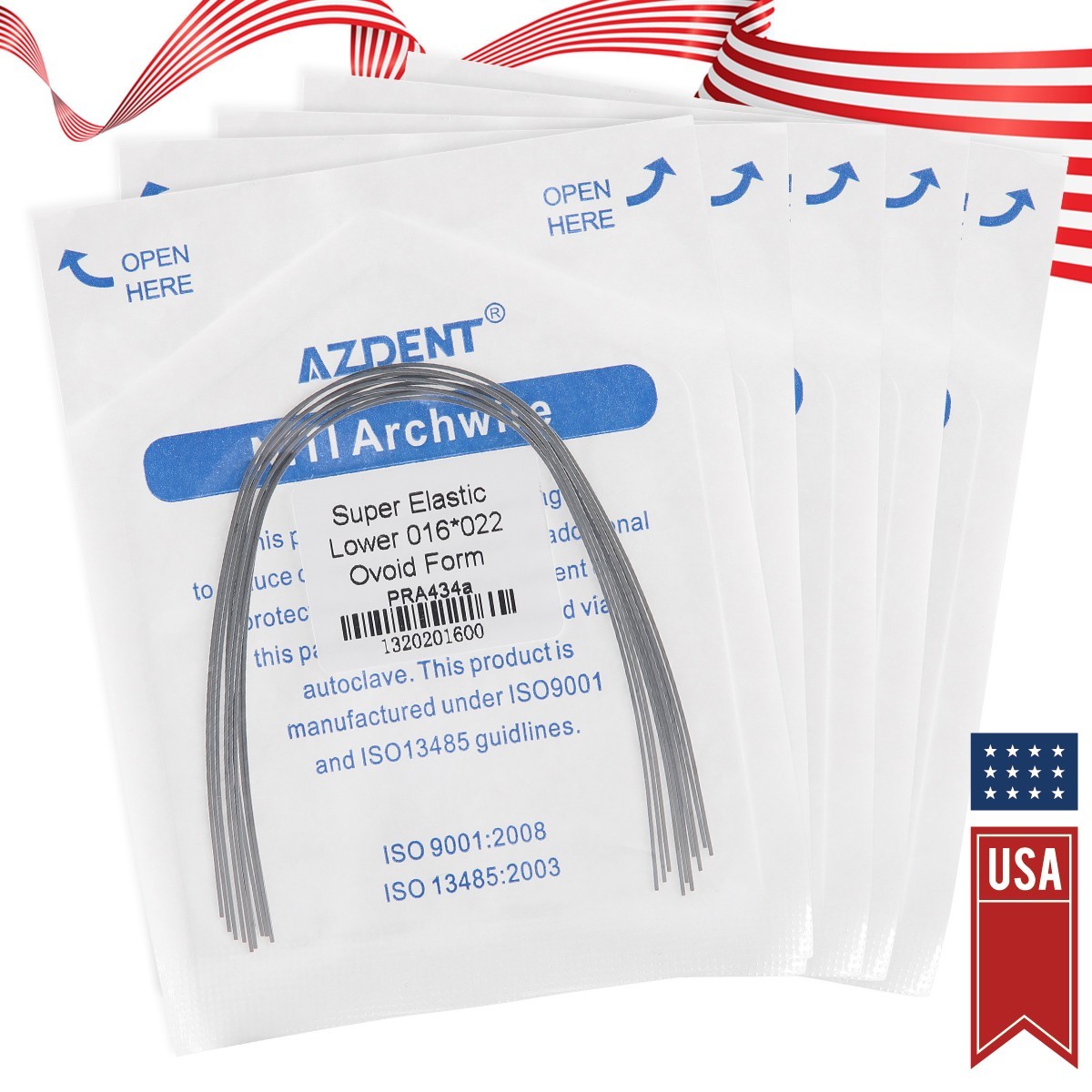 Dental Ortho Braces Super Elastic Niti Ovoid Form Rectangular Arch Wires Rectang