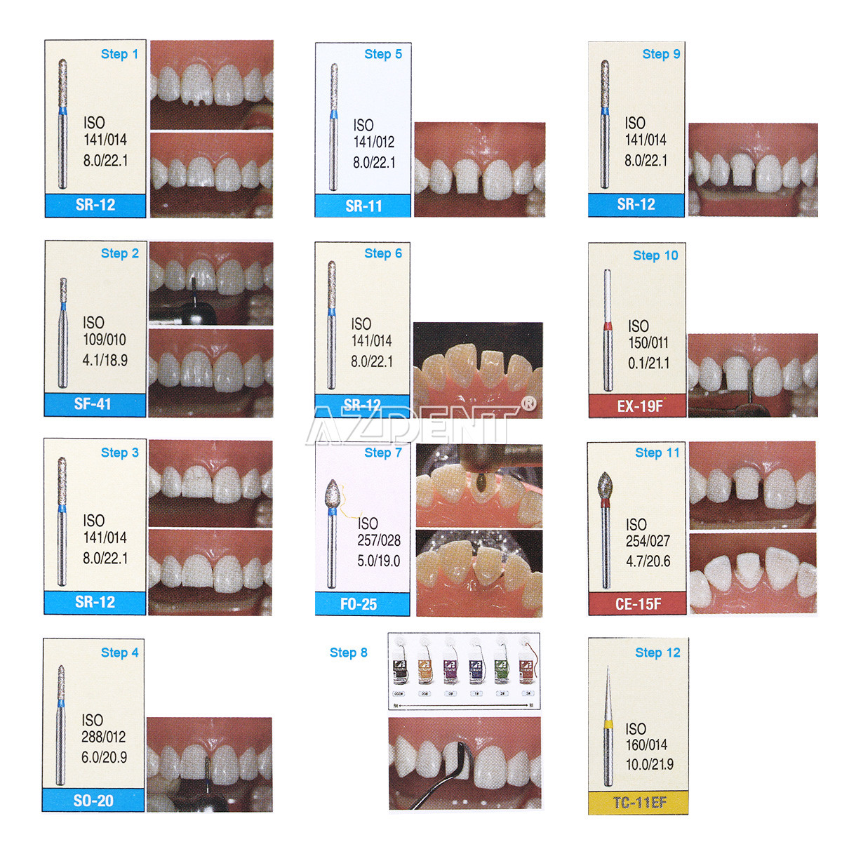 10packs Dental Diamond Burs FG-112 Crown Preparation Anterior Teeth Set
