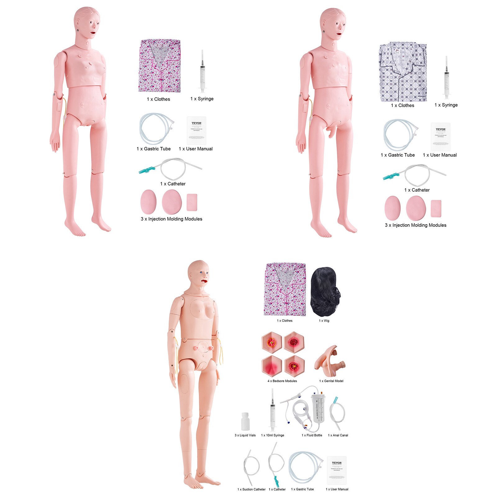 VEVOR Male/Female Manikin Model Anatomical Nursing Training Patient Care Teach