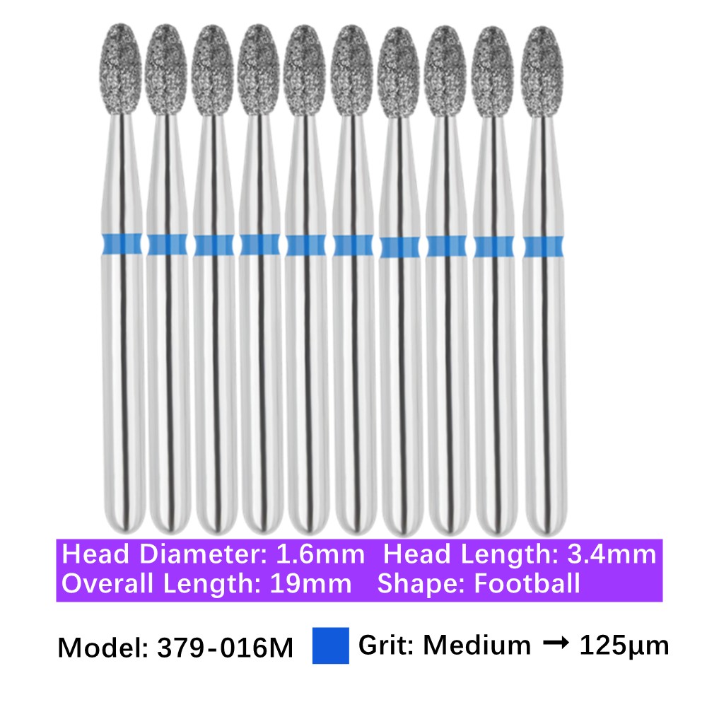 10/pk Vakker Dental Egg FG Diamond Burs 379-016M Medium Grit