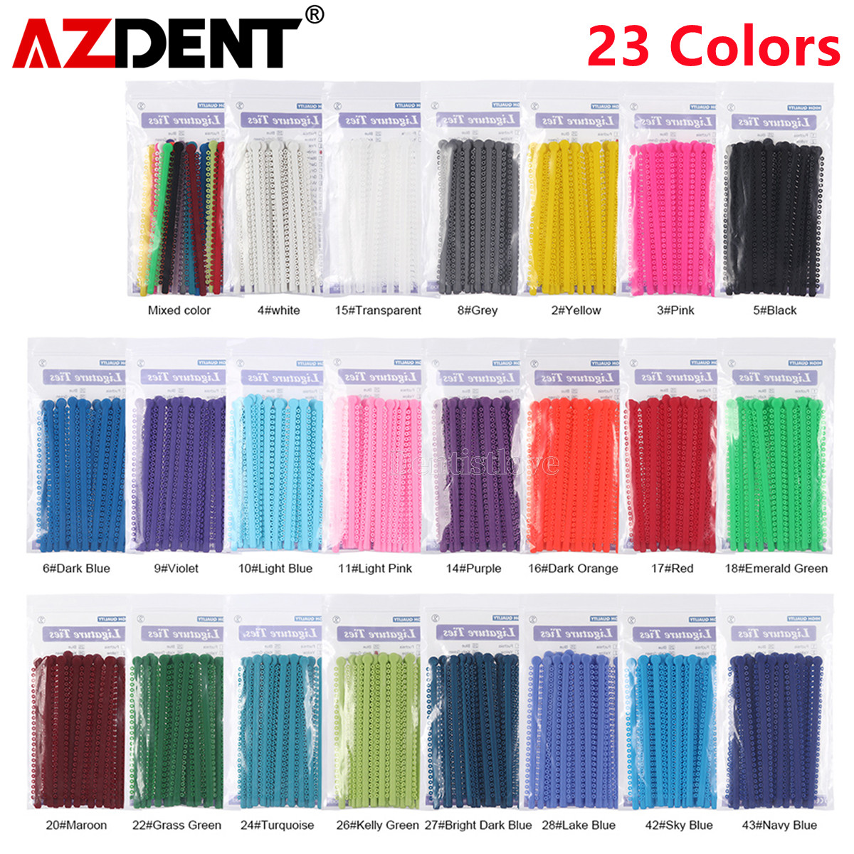 1000pcs AZDENT Dental Orthodontic Elastic Ligature Ties Bands for Brackets Brace
