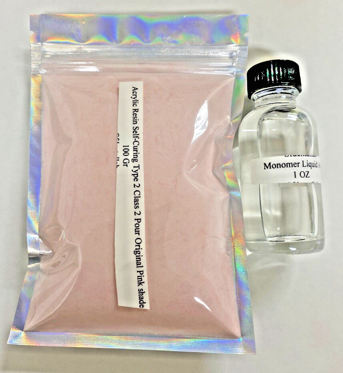 Acrylic Resin Powder Self-Cure Type 2 Original Pink Shade 100 Gr/1 0z liquid