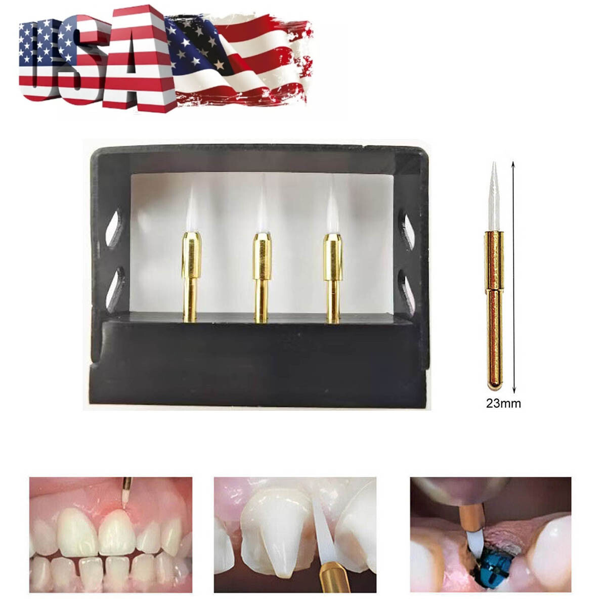 3PCS Dental Soft Tissue Trimmer Surgical Ceramic precise cuts 23mm Bur