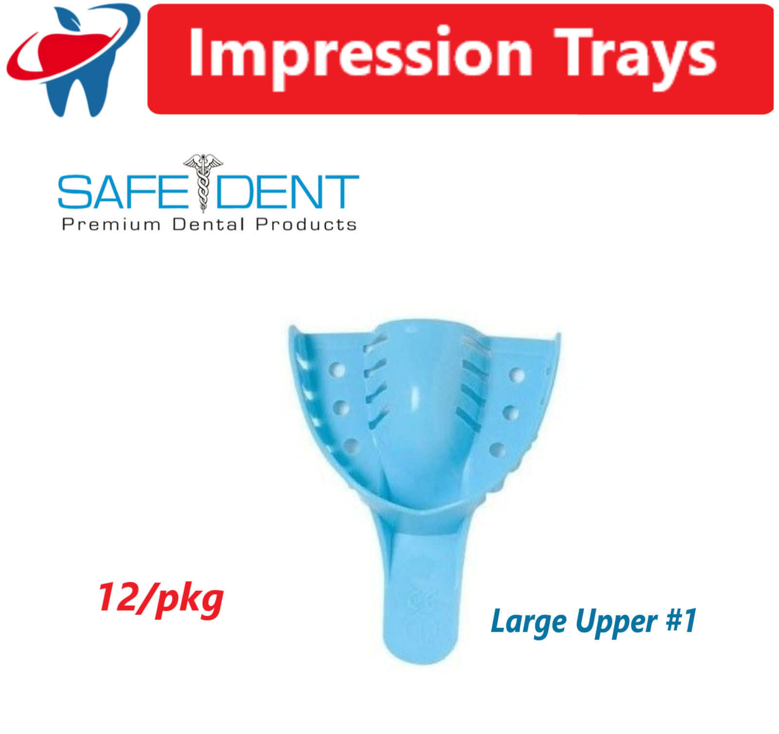 Dental Impression Trays Perforated Plastic Autoclave (CHOOSE SIZE) (1 Bag of 12)