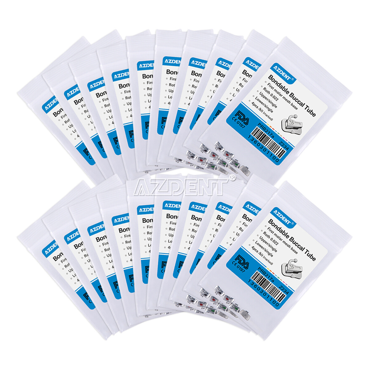 AZDENT Dental Ortho Single Bondable Buccal Tubes 1st/2nd Molar Roth/MBT 022