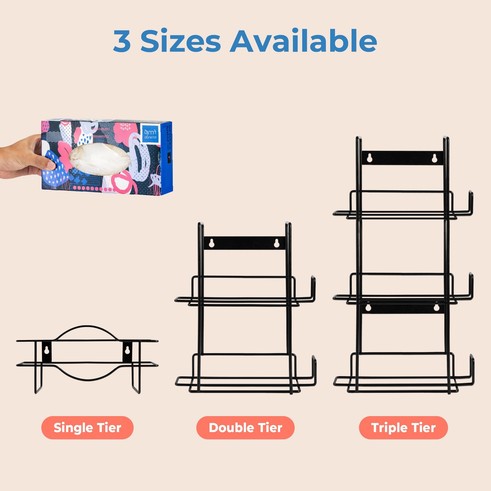 FMP Brands Single Glove Holder for Wall Mount, Wire Rack Tier, Black