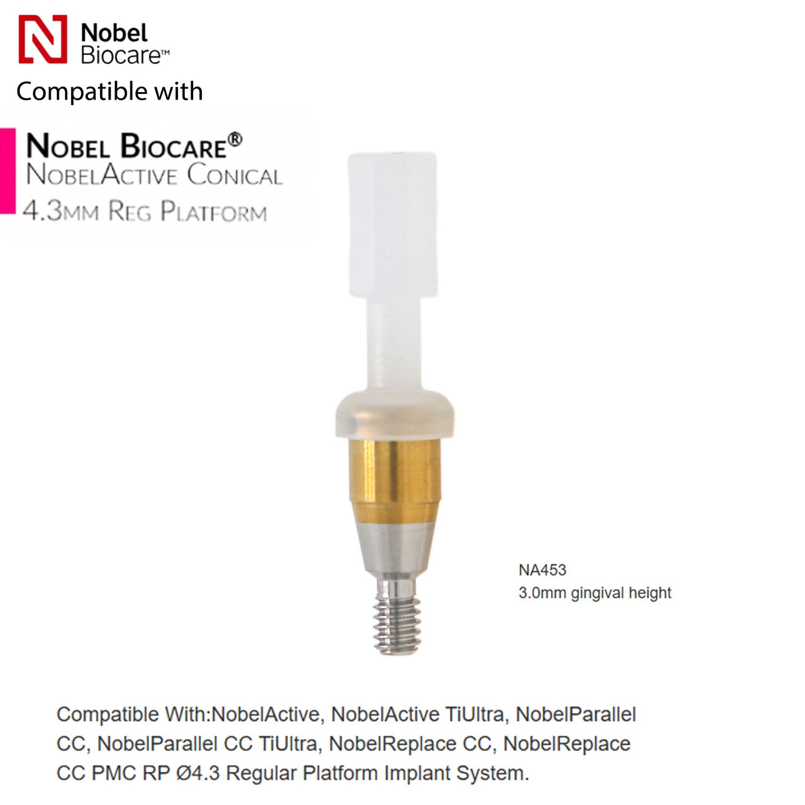 Locator Tapered Abutment for Nobel Active Biocare Conical Connection NP/RP 1-5mm