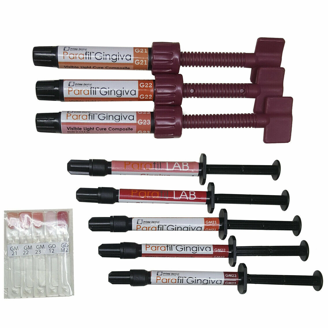 Dental Parafil composite gingiva gum shade kit LC pink tissue restoration stain