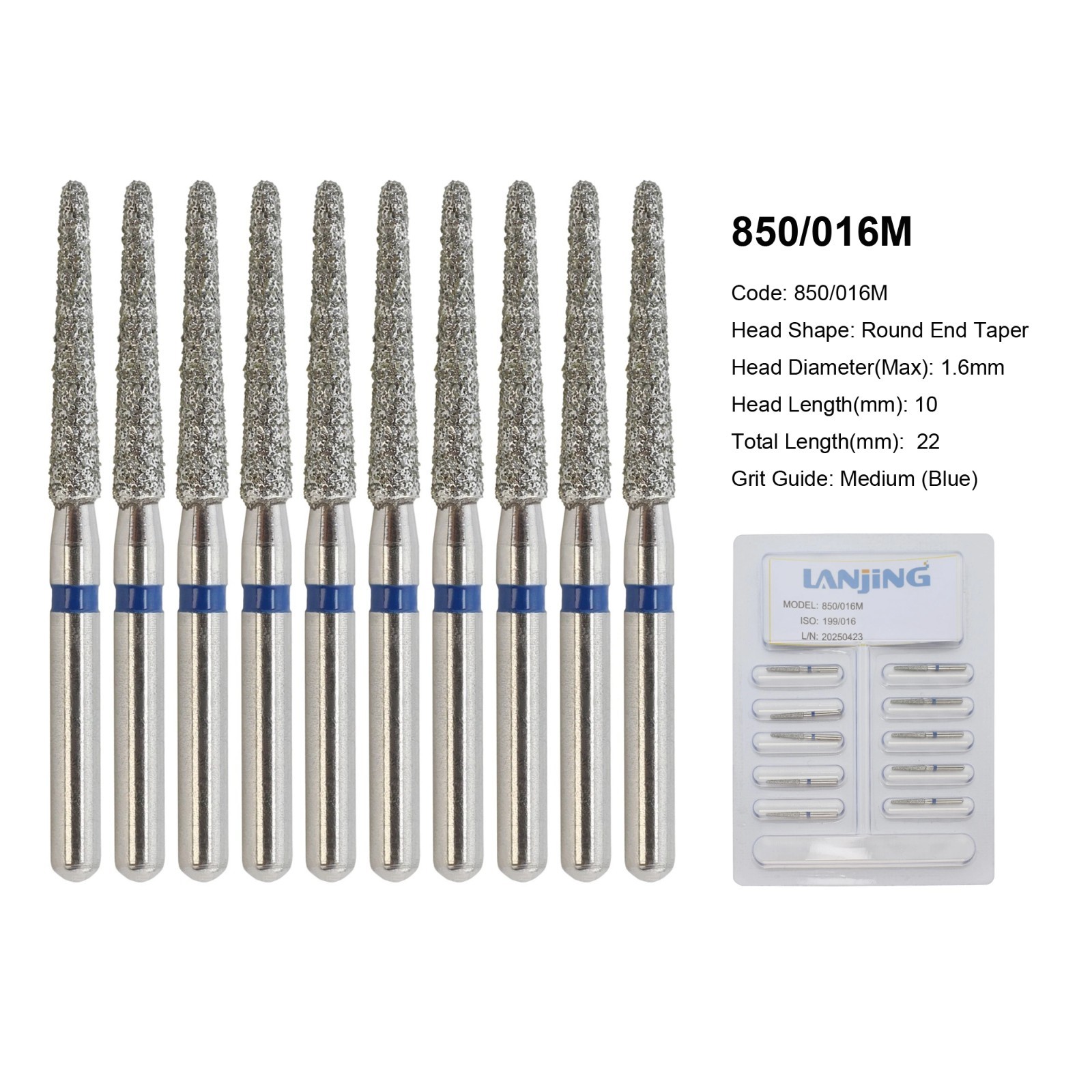 Dental Bur Diamond Burs FG High Speed Round End Taper Cylinder Football Barrel