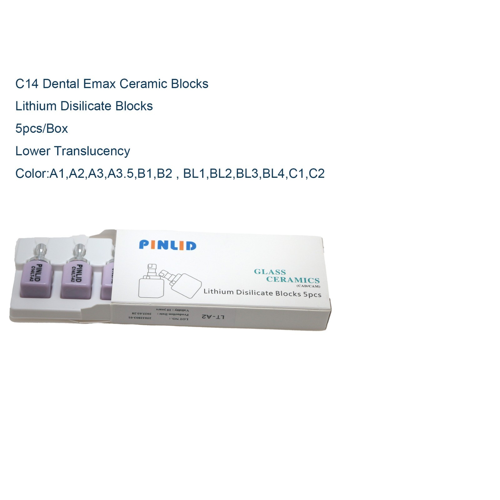 C14 Dental Emax Ceramic Blocks Lithium Disilicate Blocks CAD/CAM CEREC 5pcs/Box