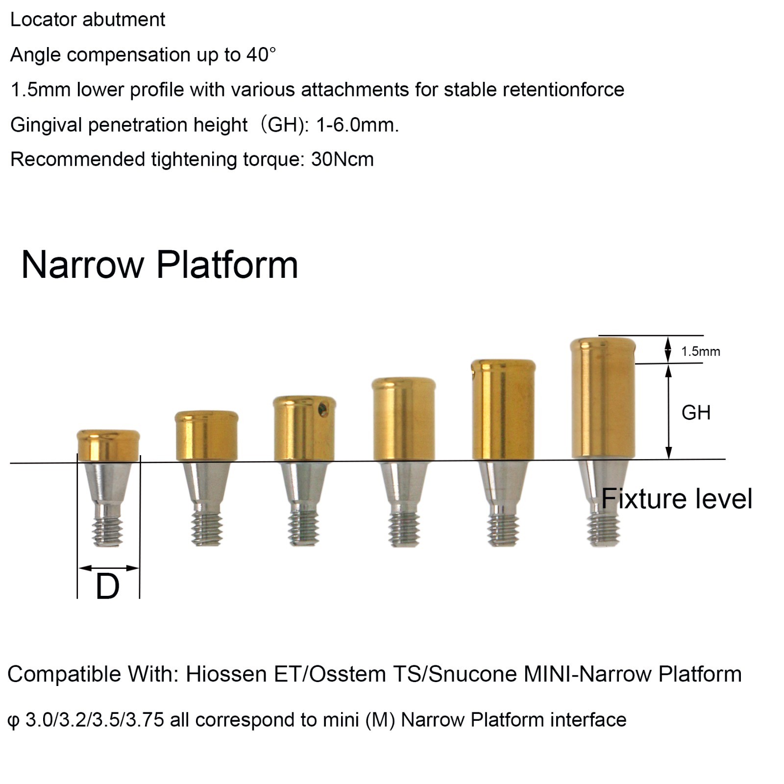 Titanium Overdenture Locator Abutment Dental abutment for All Implant System
