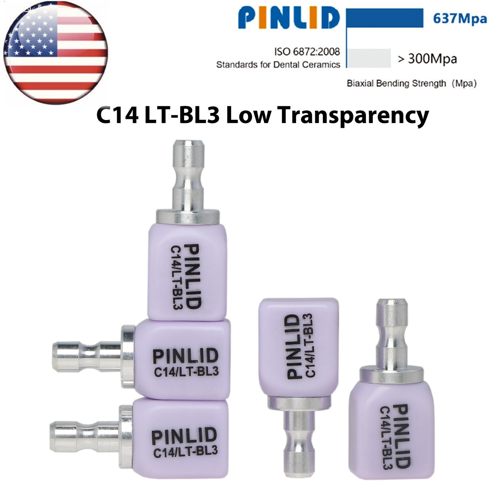 US C14 LT Low Transparency Glass Ceramic Blocks Lithium Disilicate CAD/CAM Cerec
