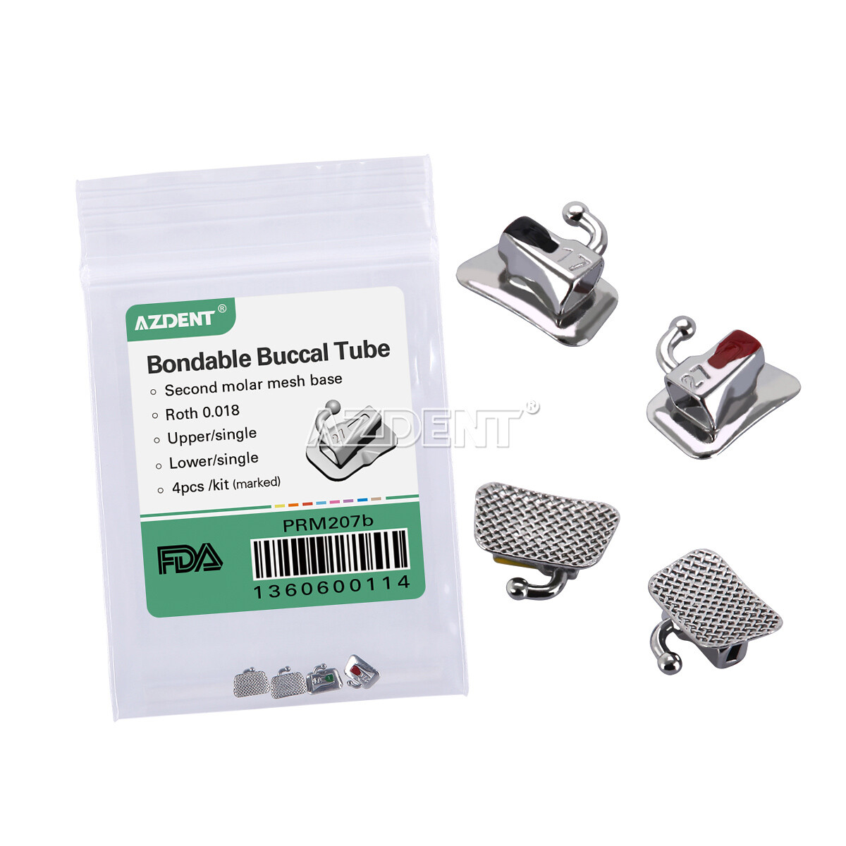 AZDENT Dental Orthodontic Bondable Buccal Tube 1st 2nd Molar MBT/Roth.022/.018