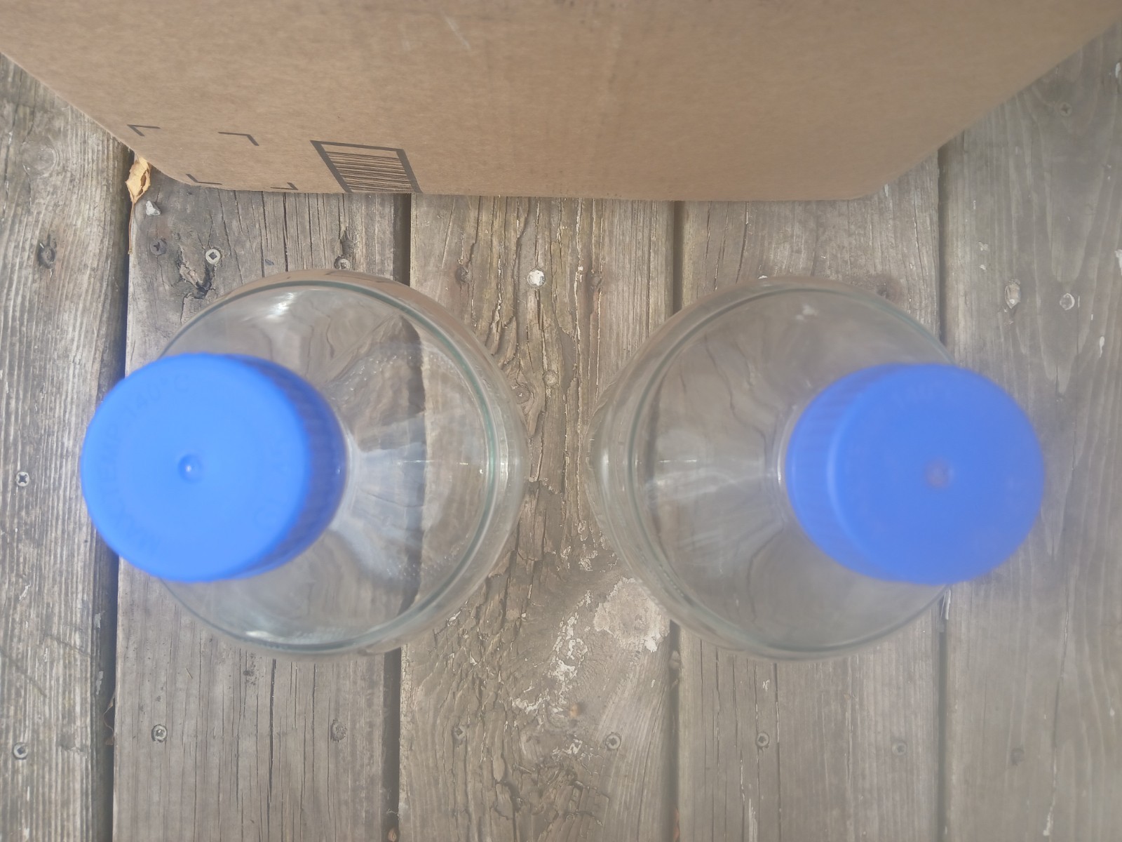 Lot OF 2 Simax Laboratory Reagent Media Bottle 2000 ml Clear Glass