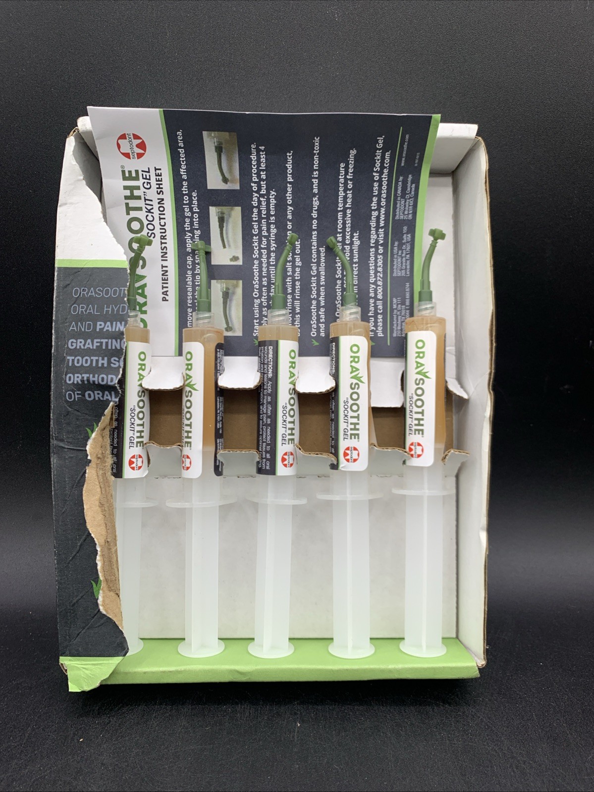 Septodont 5 Pack ORASOOTHE Sockit Gel – 01S0600 – EXP 1/5/27