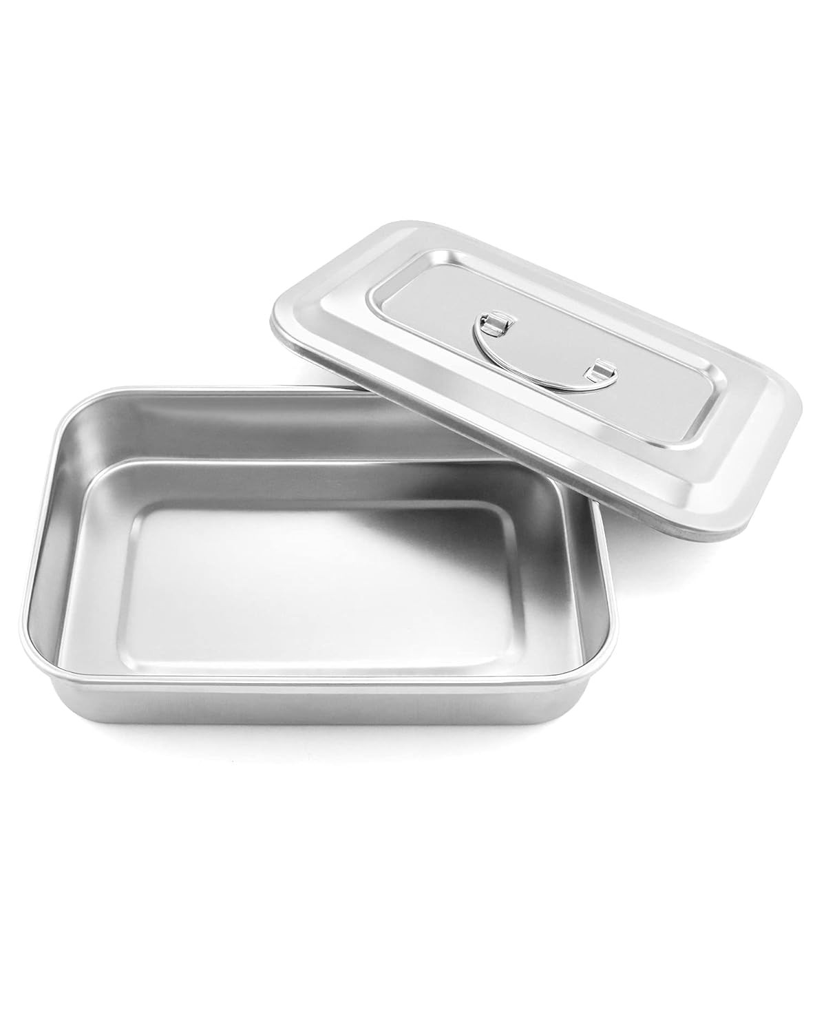 Stainless Steel Instrument Tray with Lid & Handle, 9.5×6.3×2 in Organizer 201 SS