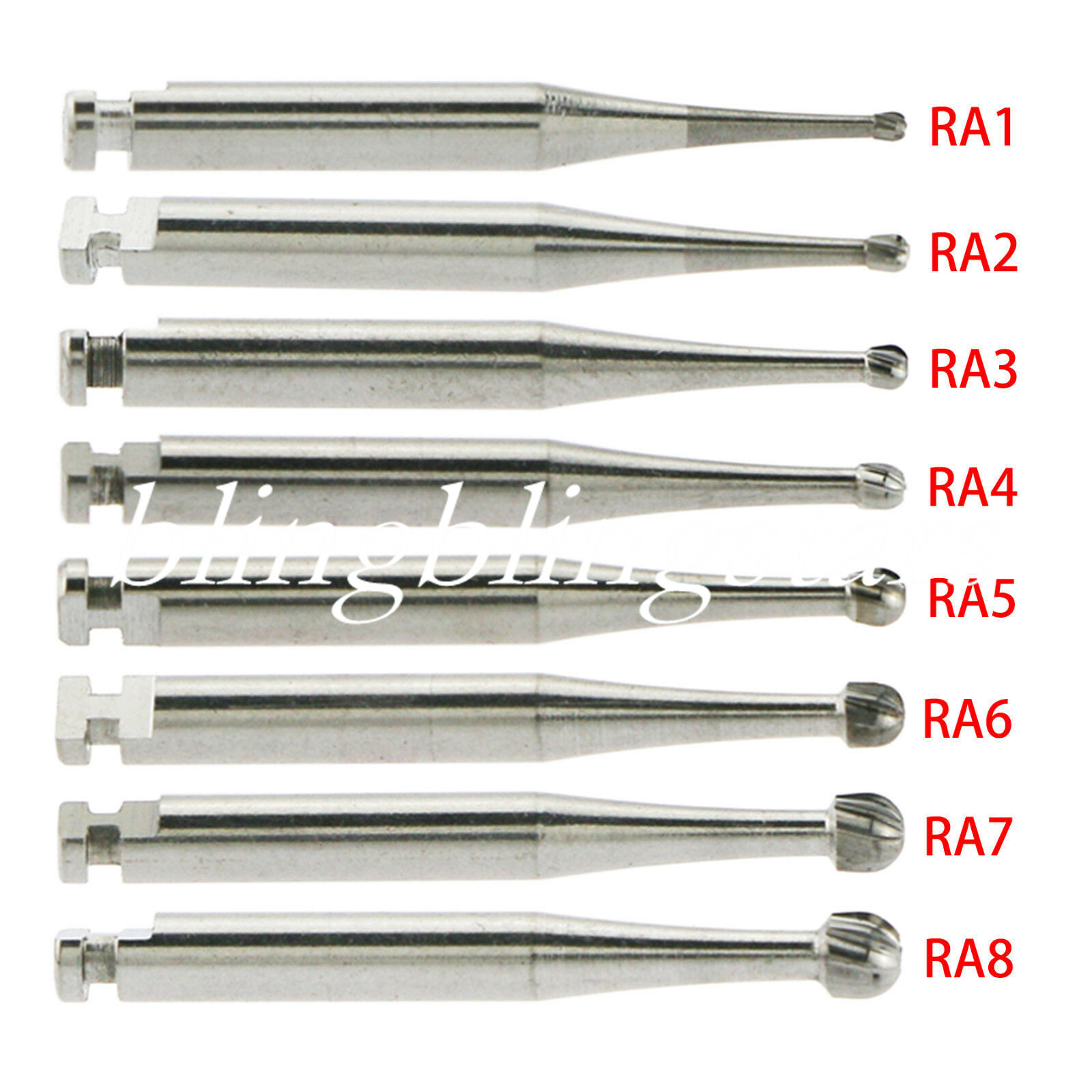 5 Pcs/Box Dental Carbide Bur Round for Slow Speed Latch Type RA#1-#8 Burs Angle