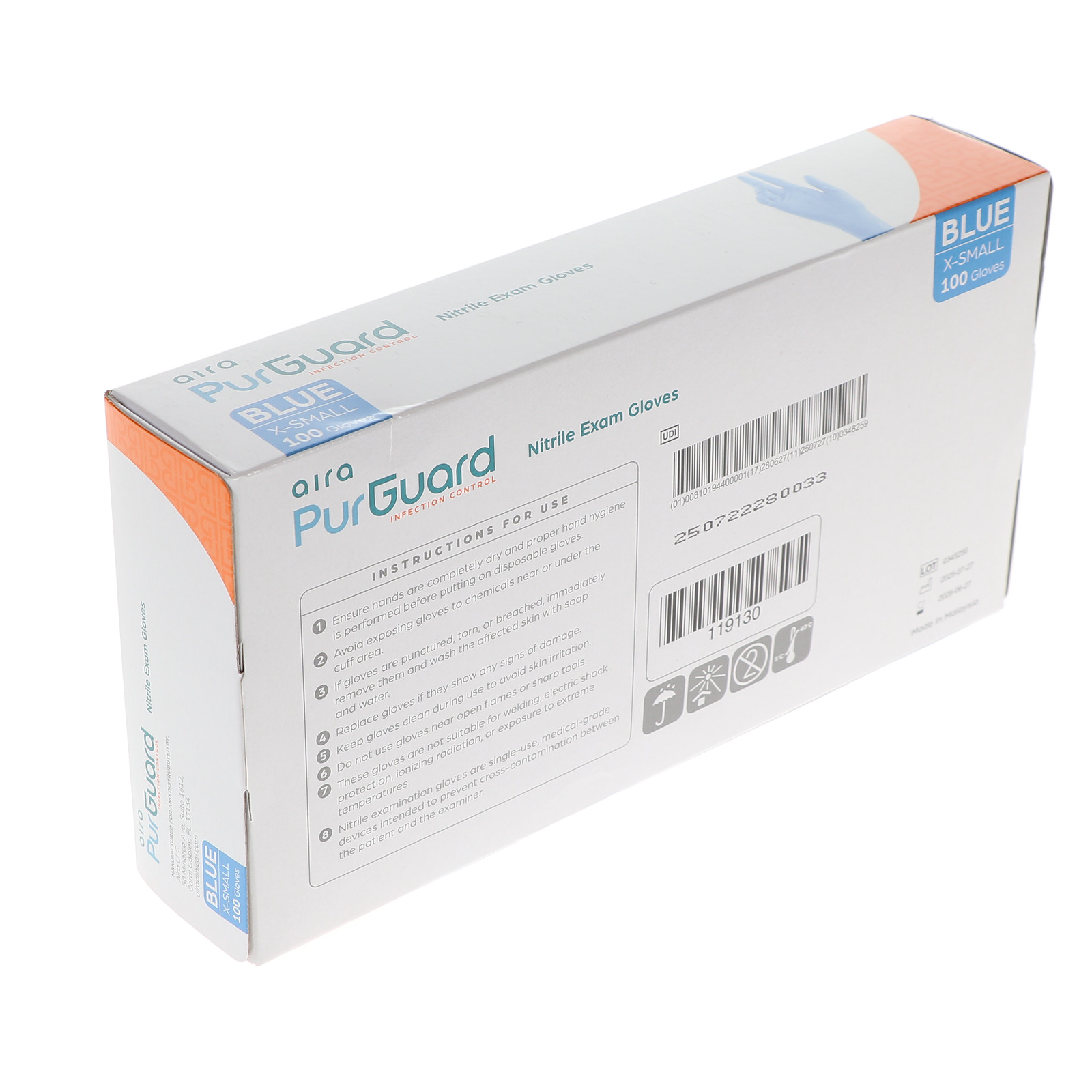 House Brand Dentistry 119130 Nitrile Exam Gloves PF Textured Blue 100/Pk X-Small