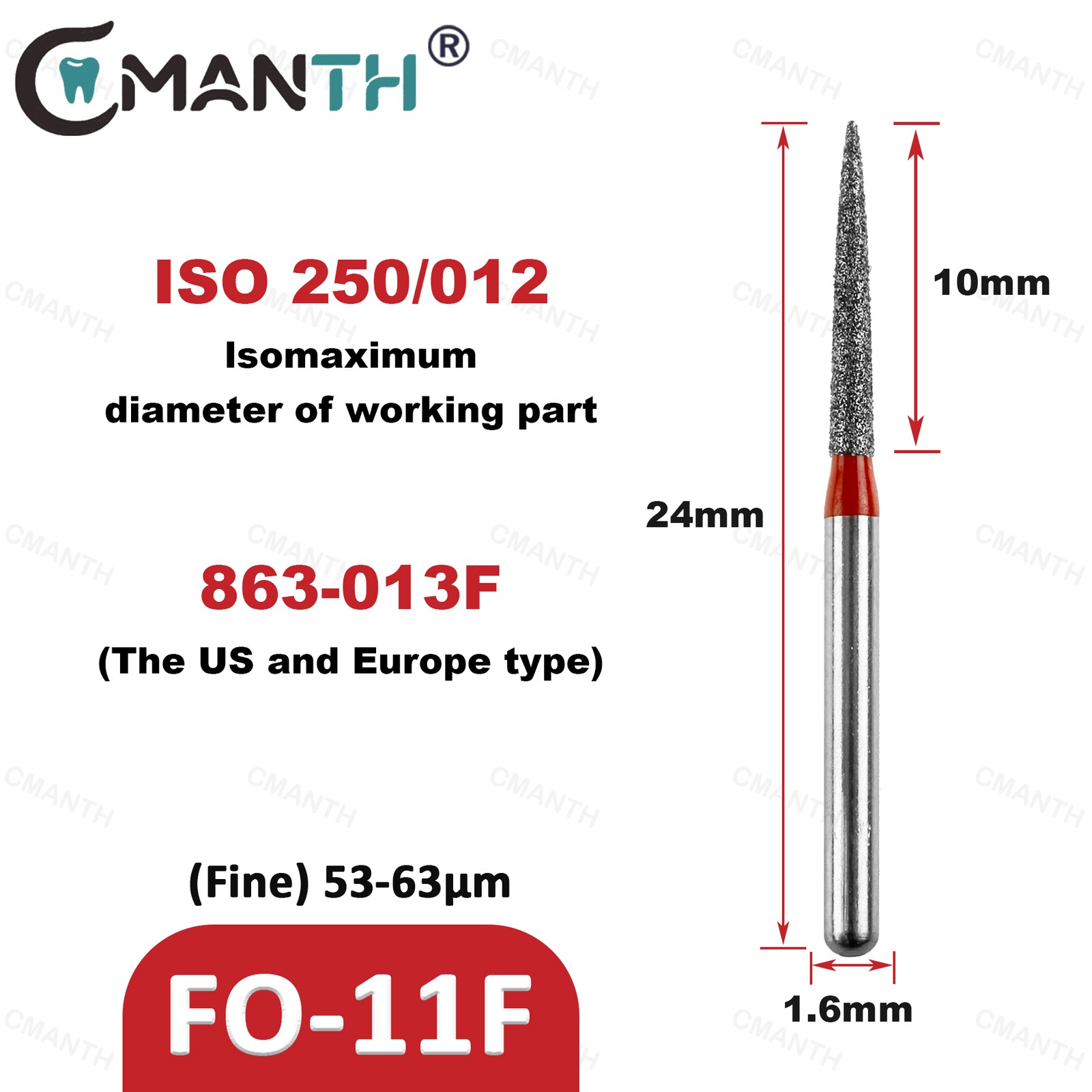 US Dental Burs Polishing Tools Dia.1.6mm For High Speed Handpiece Material 20Pcs