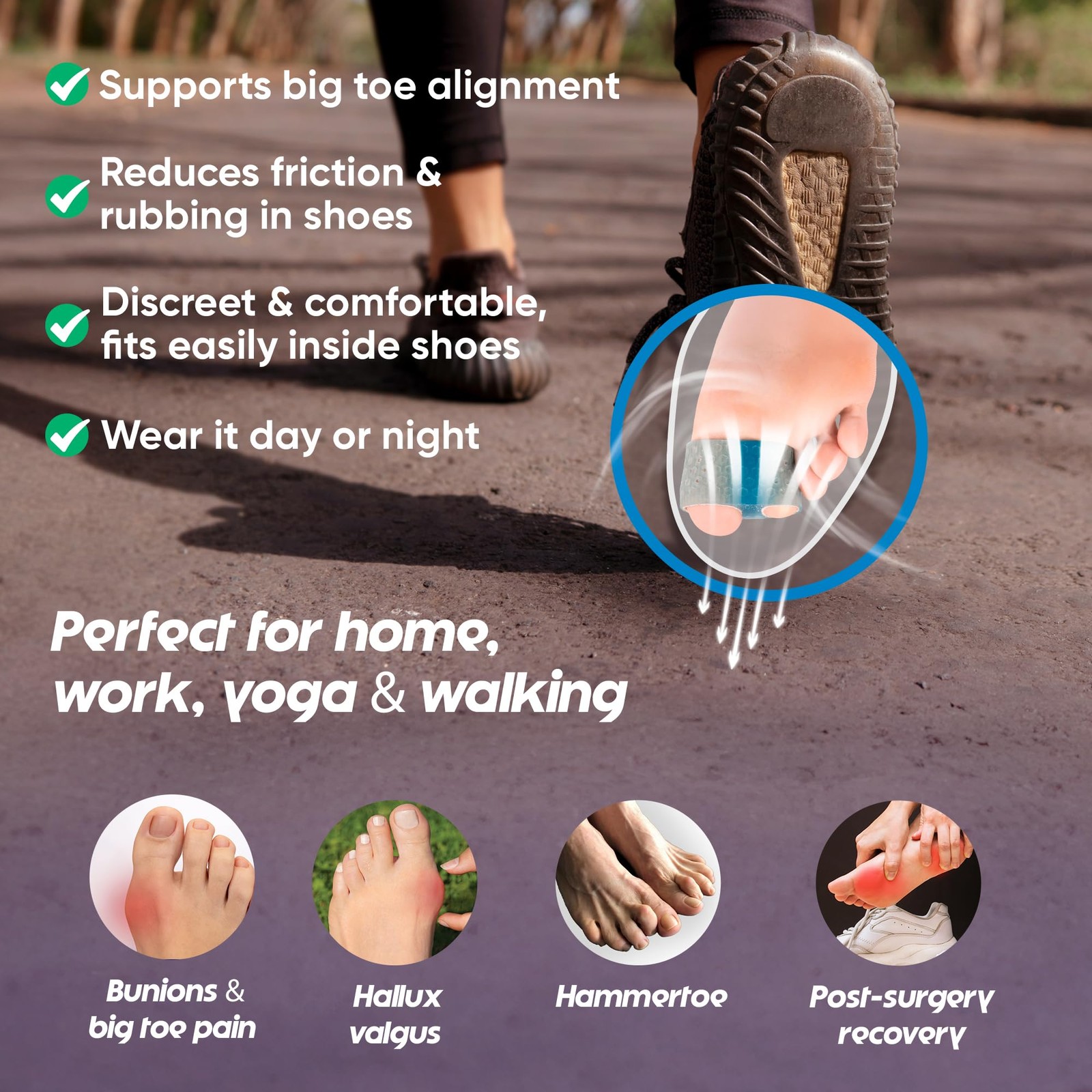 Hyggear Bunion Corrector For Women Men – Big Toe Straightener Silicone Pad