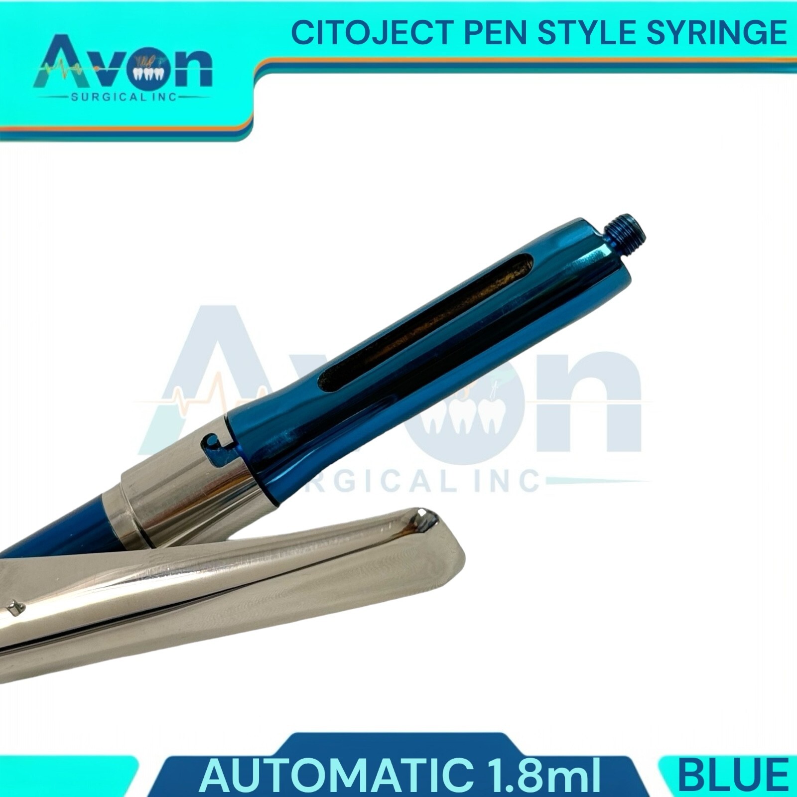 3PK Dental Anthestetic Pen Syringe 1.8mL, Multicolor+Brown+Blue, Stainless