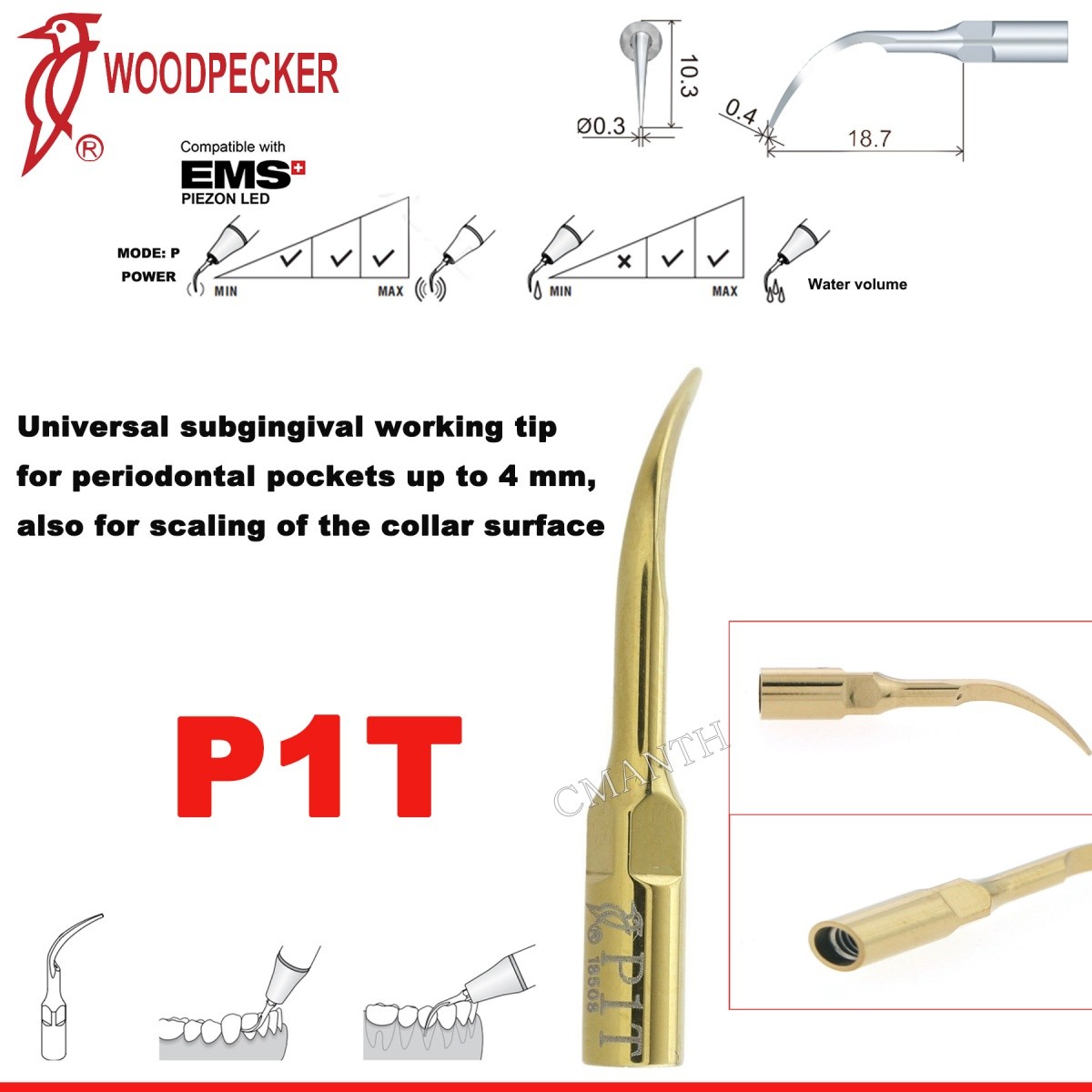 Woodpecker Dental Ultrasonic Scaler Tips P1-P33 Period Tips Fit EMS Scaler