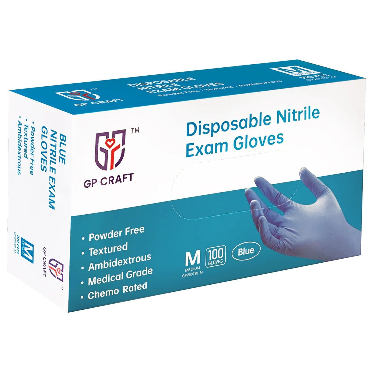 100 Disposable Blue Nitrile Gloves 5 mil Heavy Duty Gloves Latex Powder Free