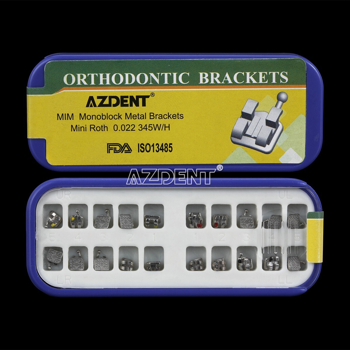 10Box AZDENT Orthodontic Dental Bracket Monoblock MIM Mini Roth.022 345 Hooks