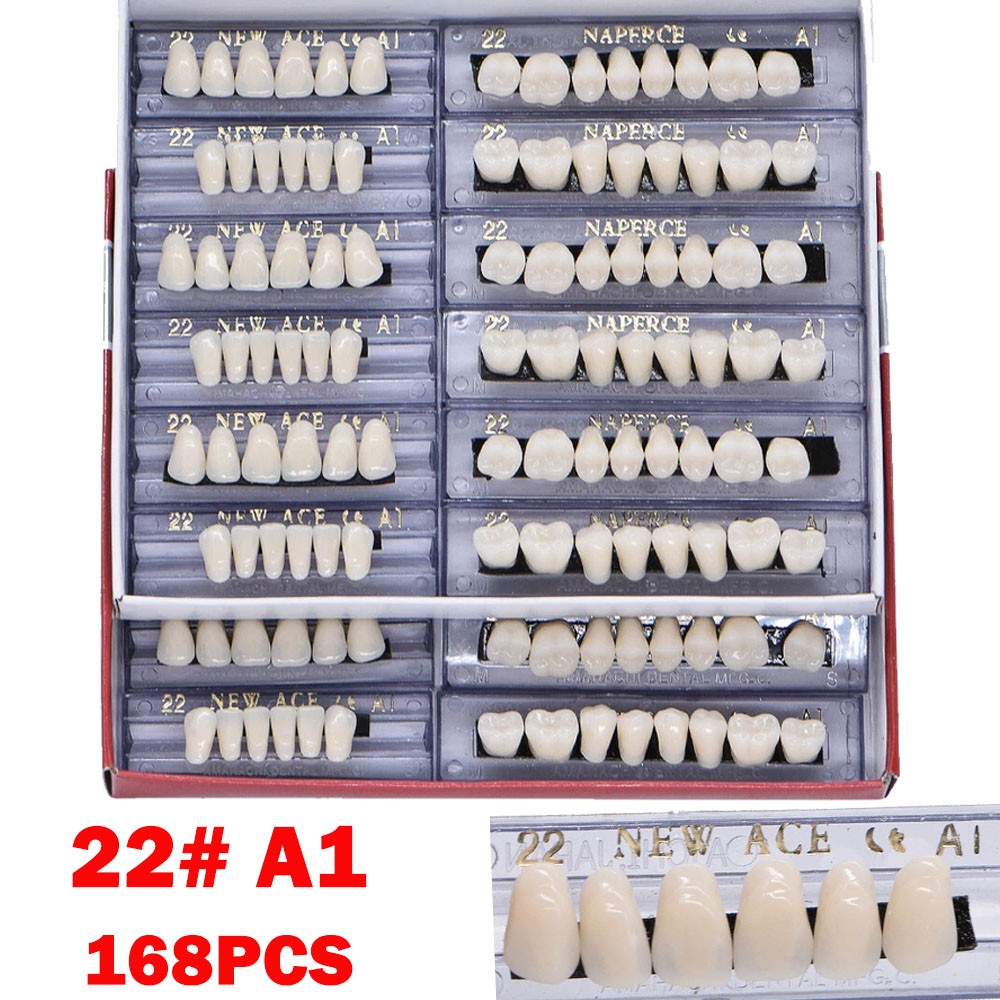 168Pcs Acrylic Resin Denture #22 Dental Upper Lower Shade A1 Teeth Set HOT #22A1