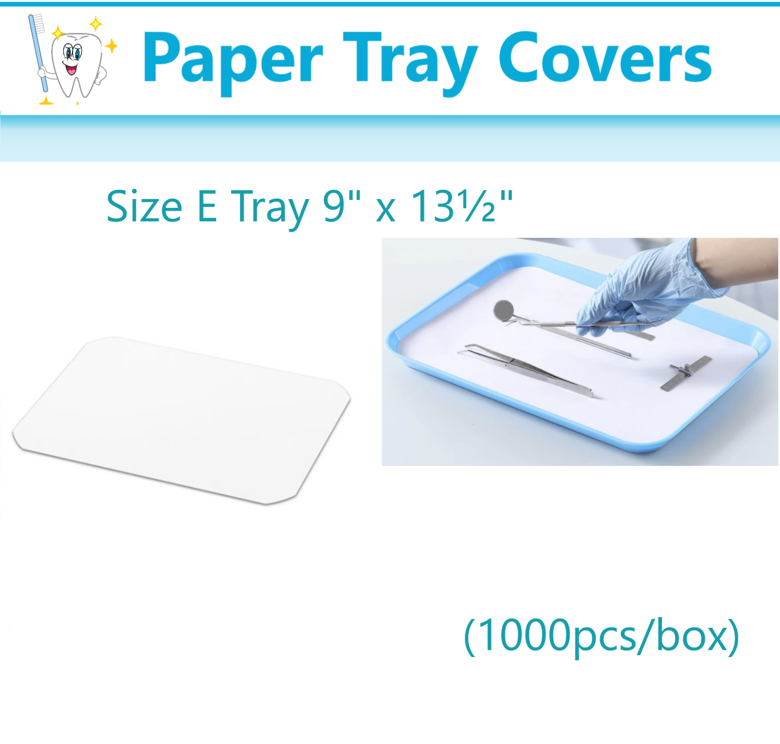 Dental Paper Tray Cover Size B / C / F White Blue Pink Green Lavender 1000/Box