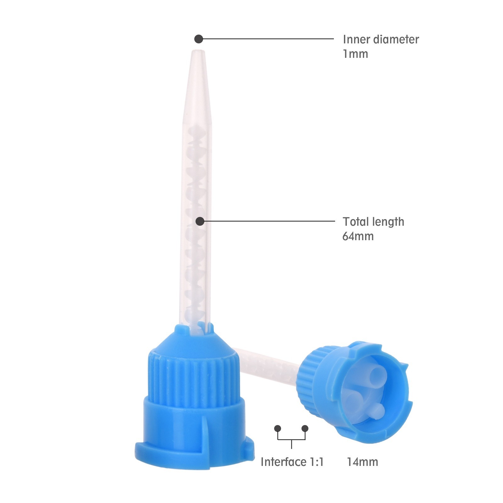 Dental Mixing Tips Impression Temporary C&B Material Blue/White Short 50/Pack