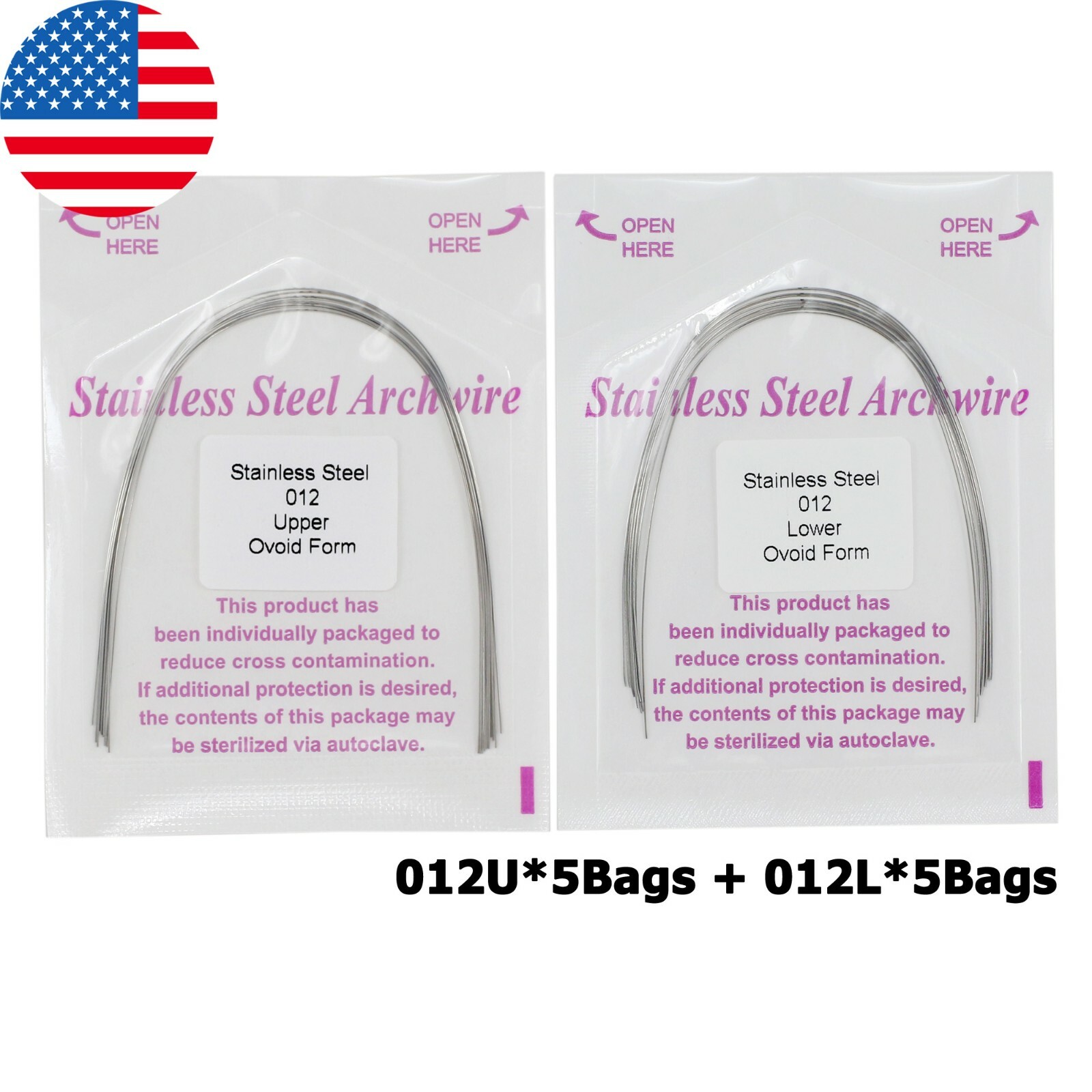100PCS Dental Orthodontic Arch Wire Niti Stainless Steel Round Rectangular Ovoid