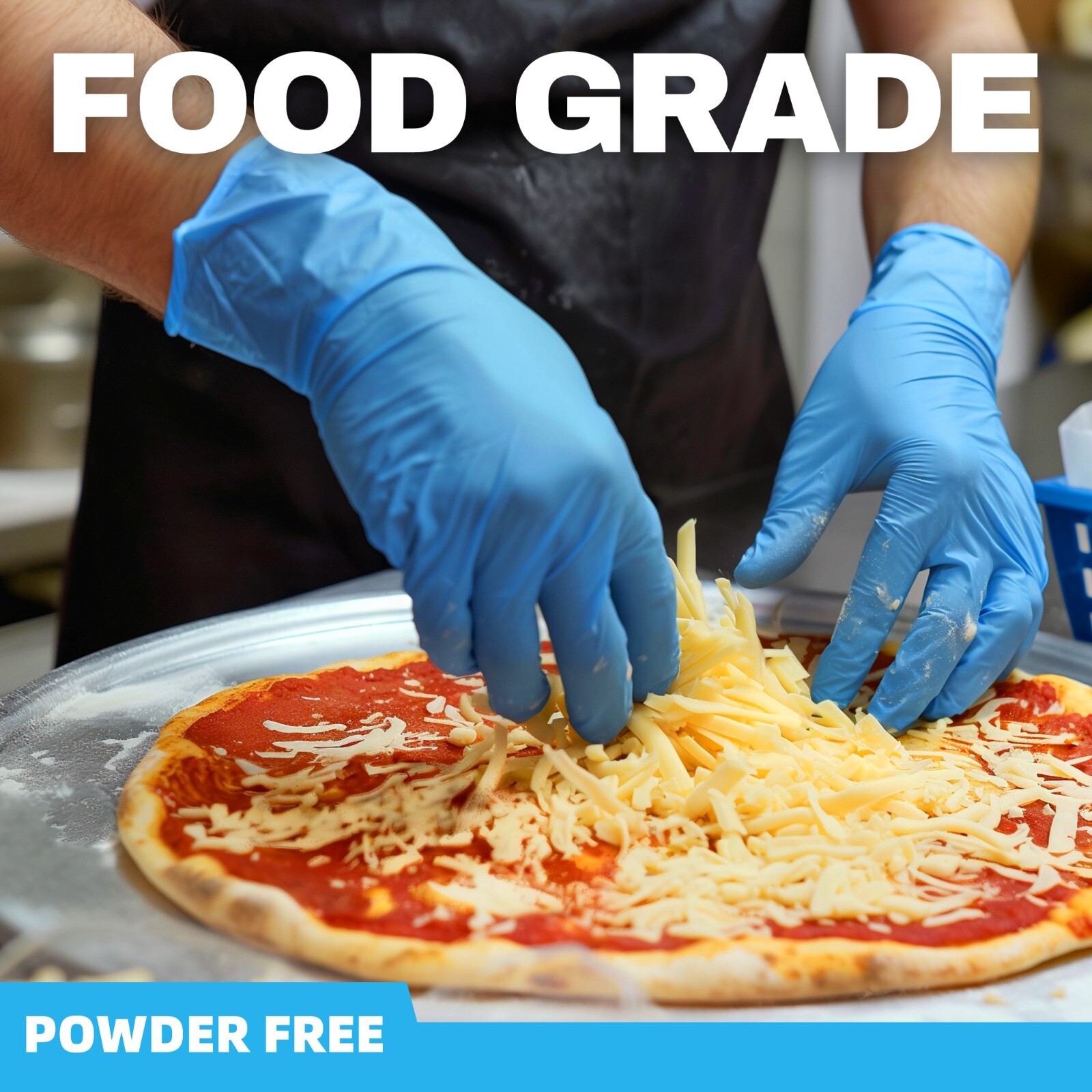 4 Mil Blue Nitrile Gloves Powder Free Latex Free Cooking Clean Disposable Glove