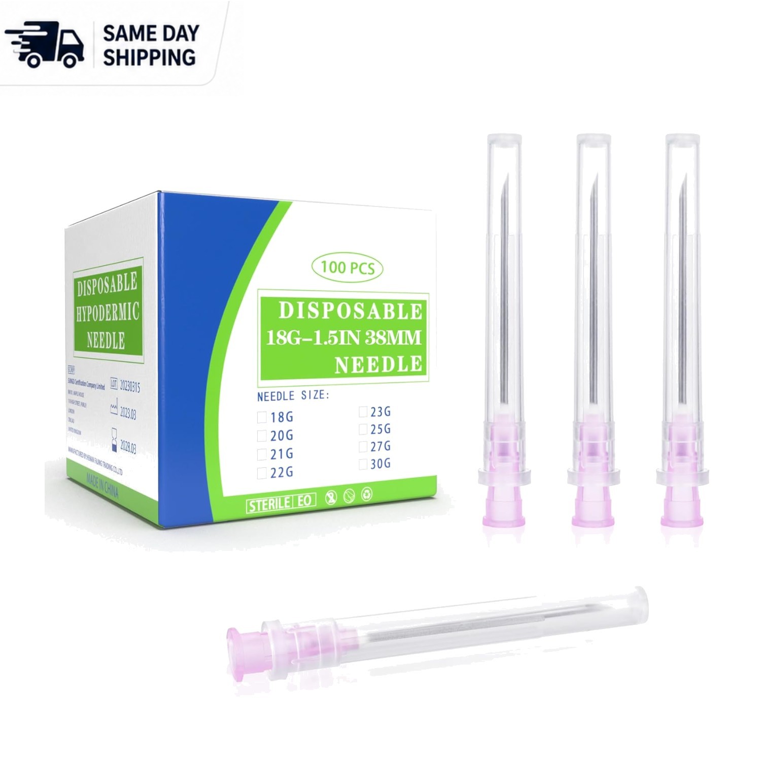 18 Gauge 1.5 Inch Disposable Needles with Caps for Scientific and Lab Dispensing